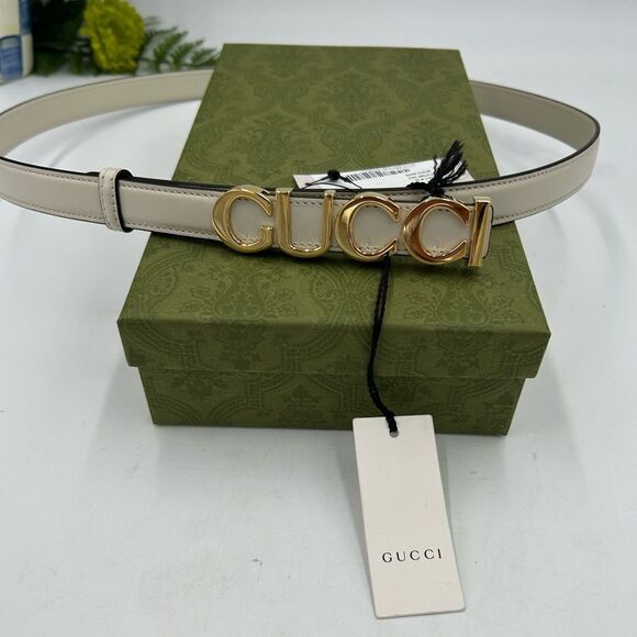 Women’s Gucci logo thin leather belt size 95 cm/38 inches made in Italy - Picture 1 of 10